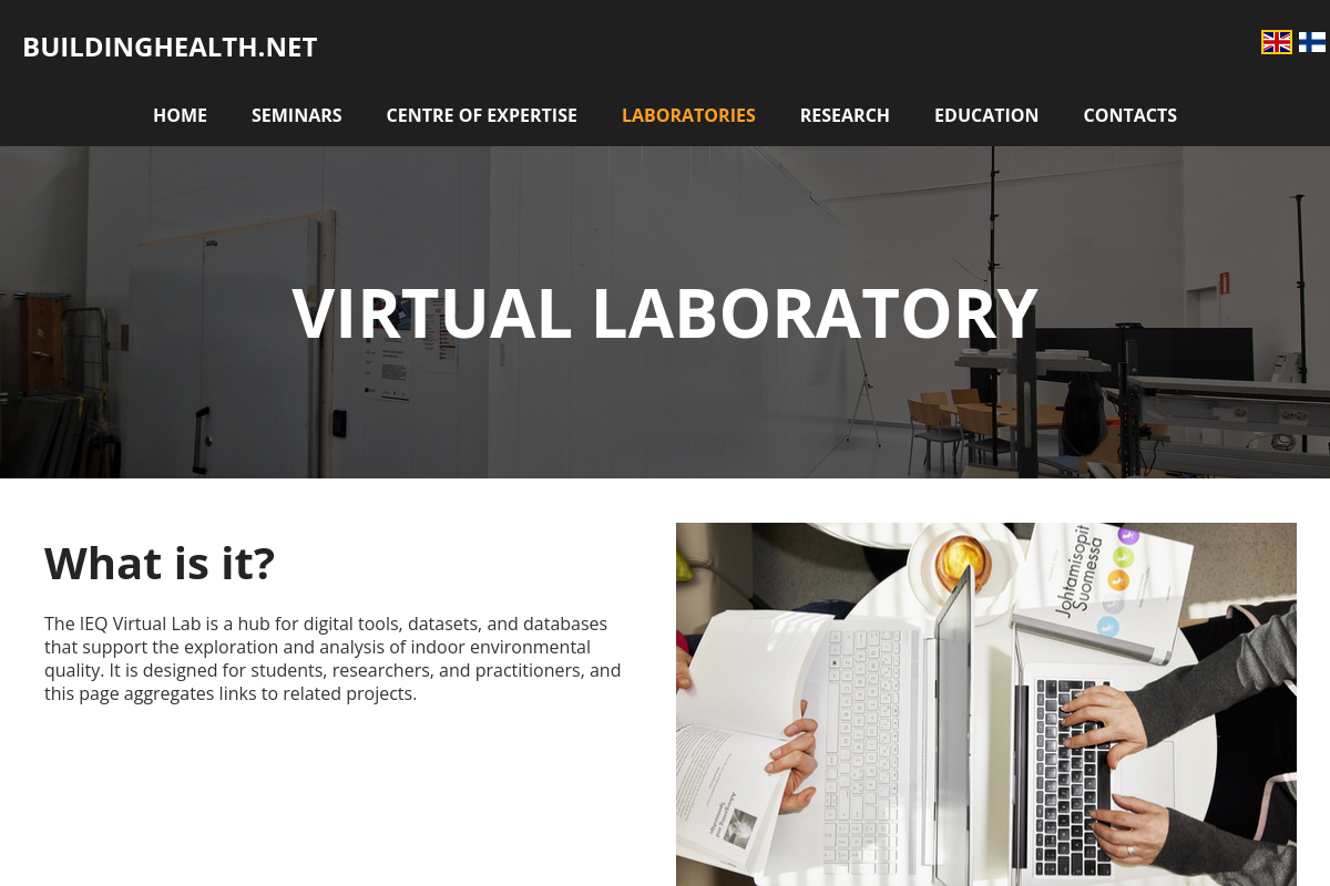 Virtual Lab webpage screenshot